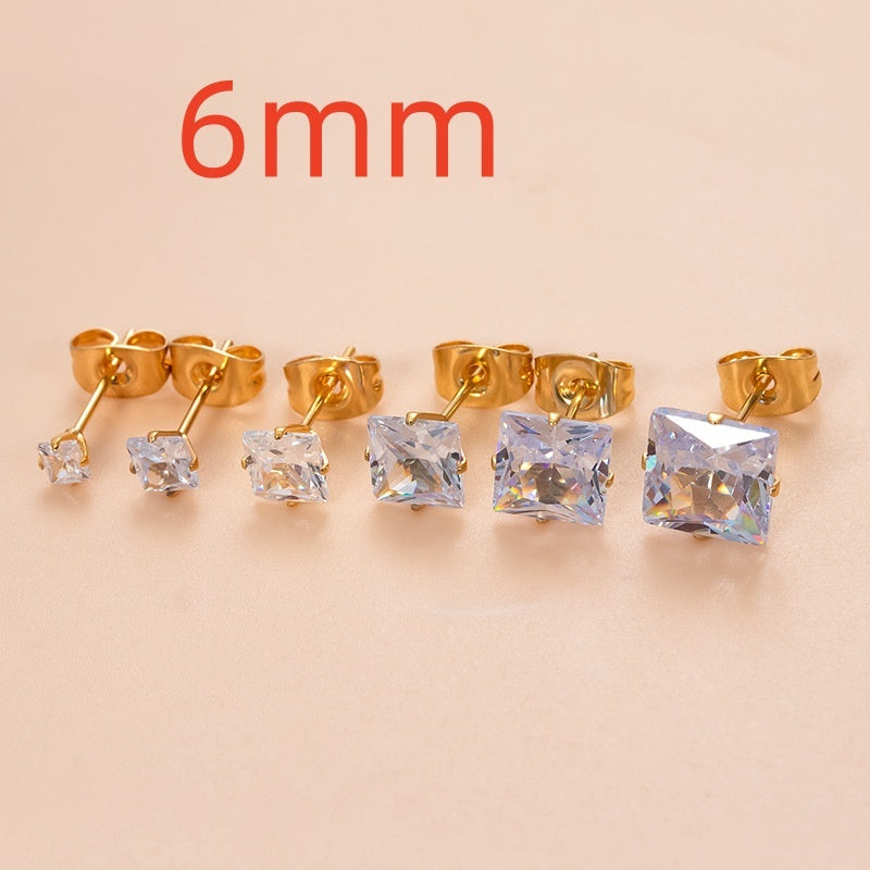 Iced Square & Round Stud Earring Set