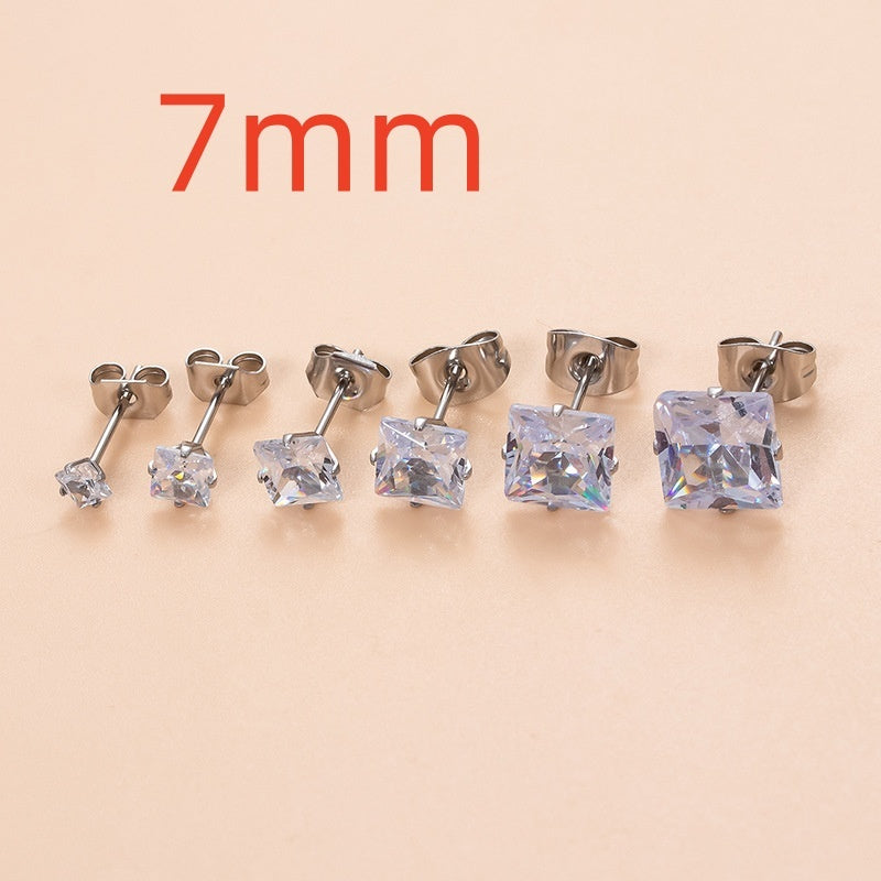 Iced Square & Round Stud Earring Set