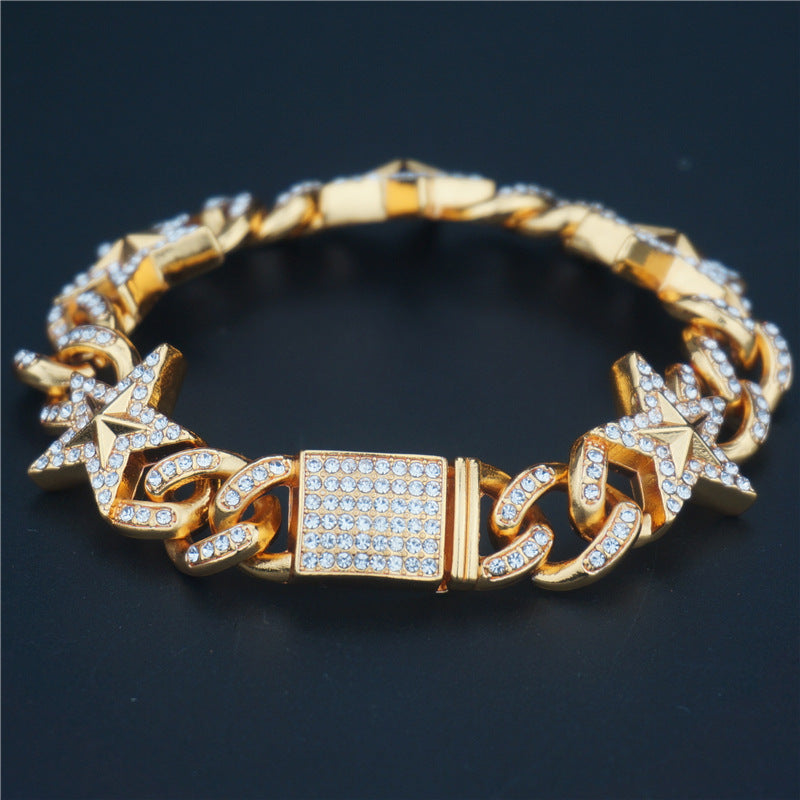 Iced Star Charm Cuban Link Bracelet