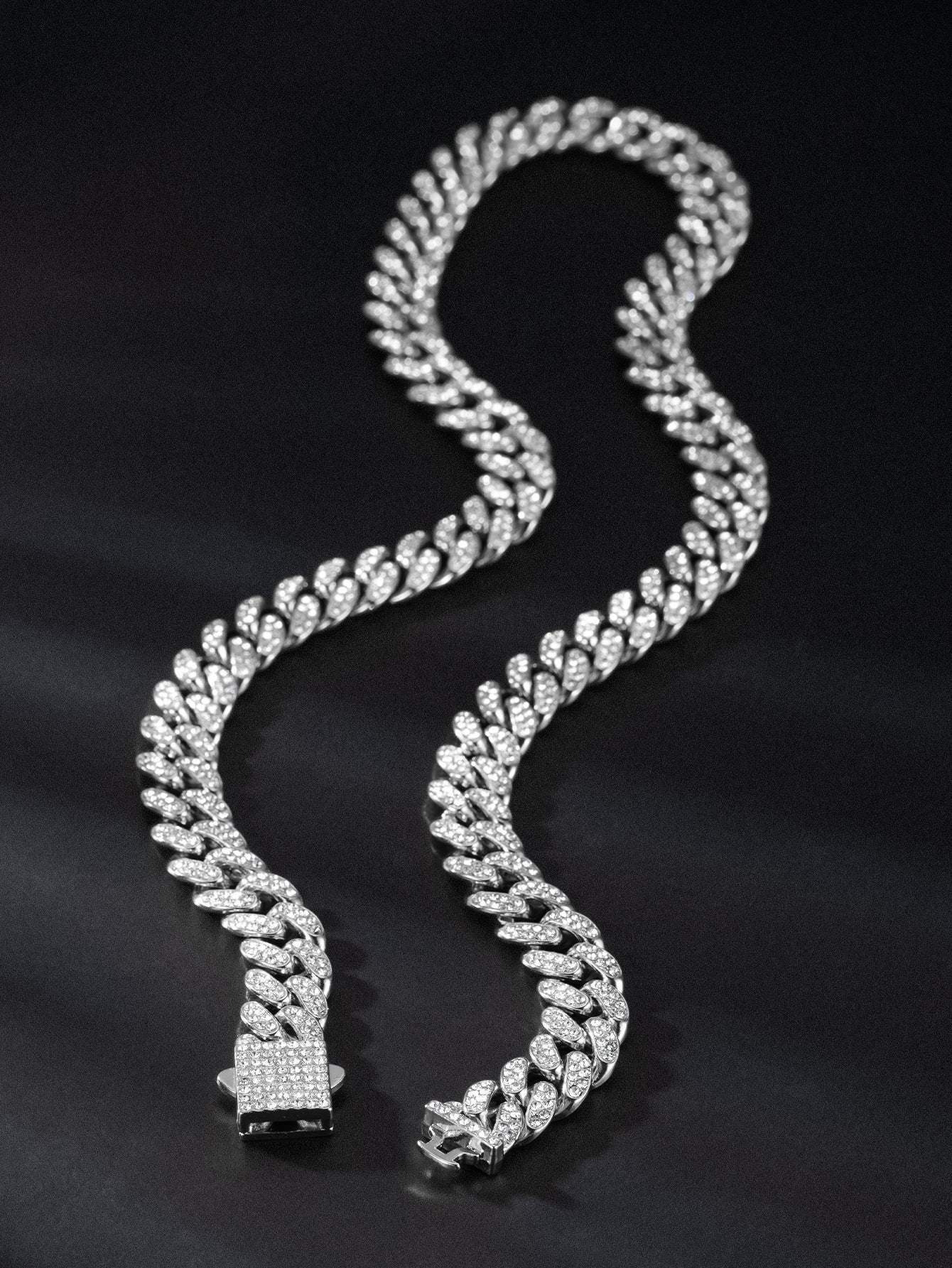 Iced 13mm Cuban Link Chain with Diamond Buckle – Gold, Silver & Rose Gold