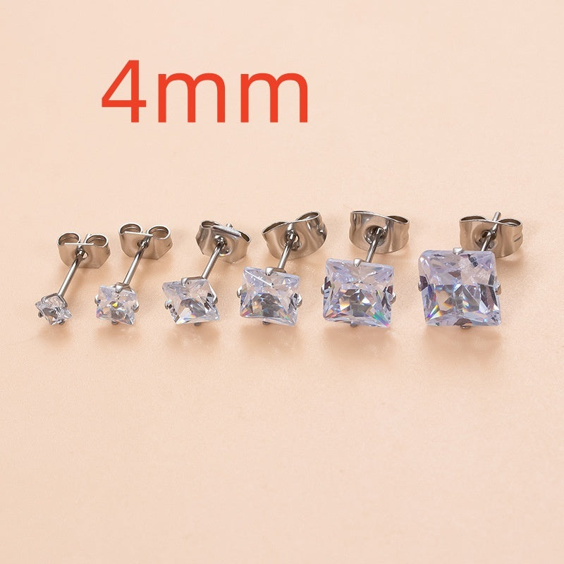 Iced Square & Round Stud Earring Set