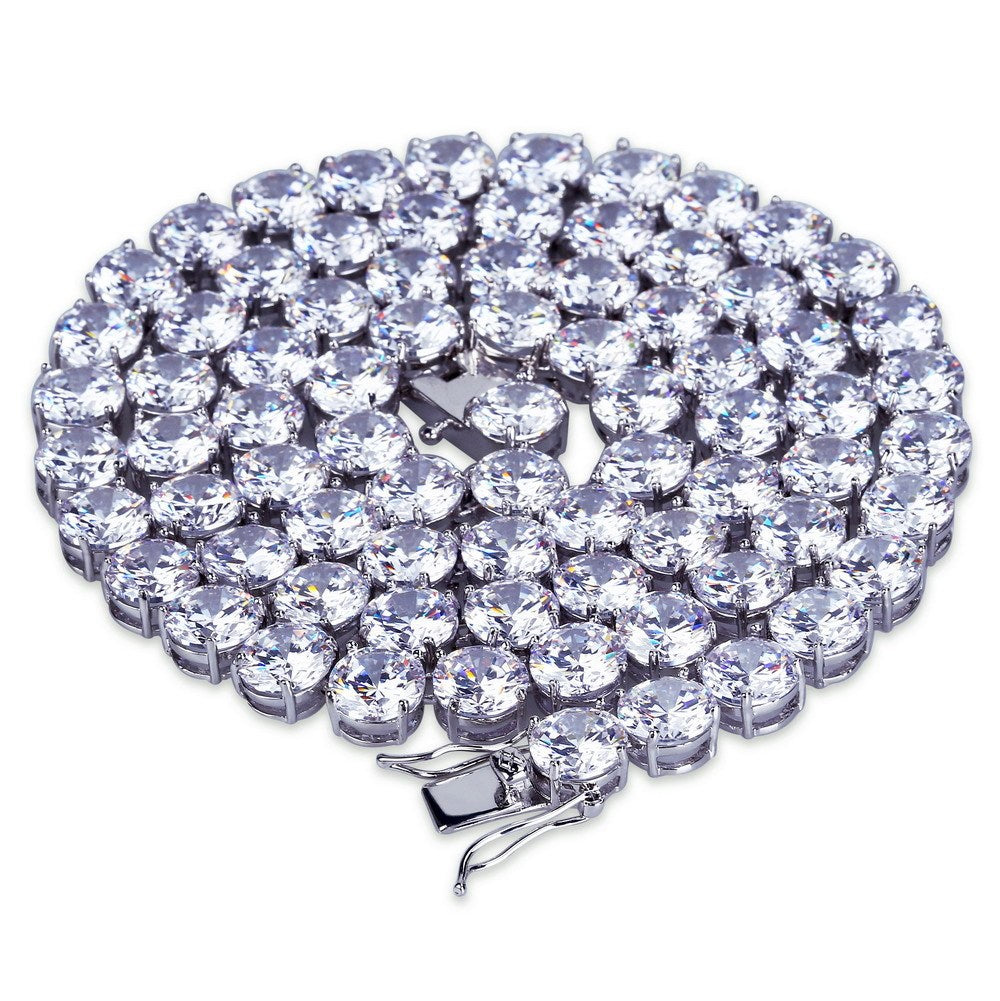 8mm Iced Tennis Chain – Gold & Silver Hip Hop Necklace