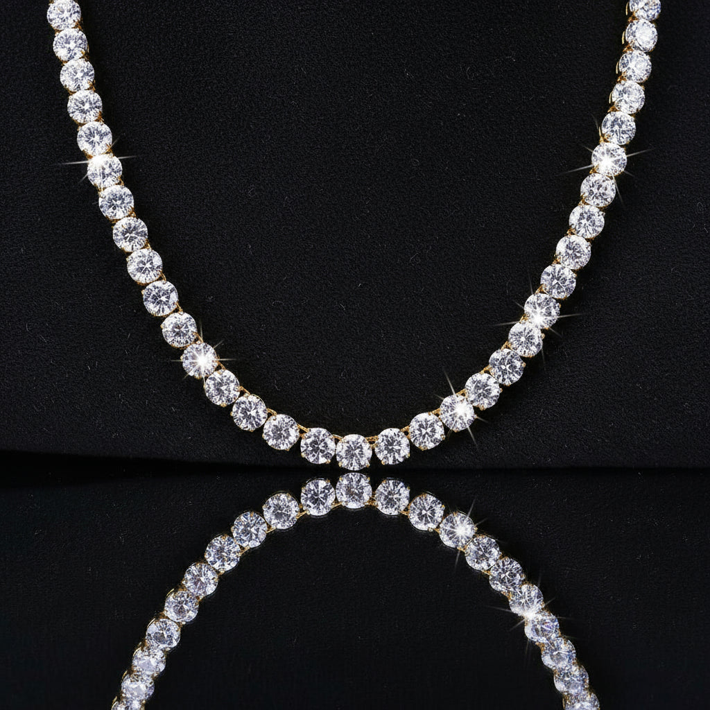 8mm Iced Tennis Chain – Gold & Silver Hip Hop Necklace