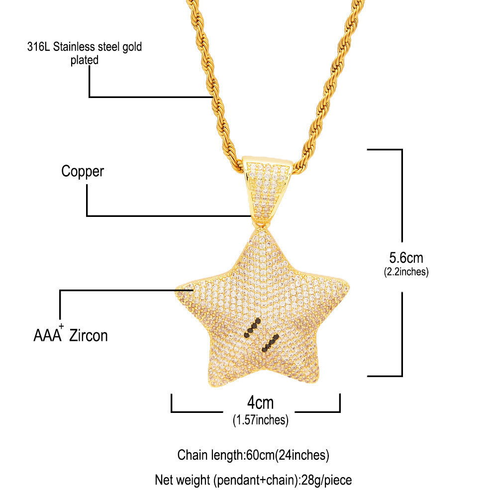 NorthStar Pendant – Iced Five-Point Chain