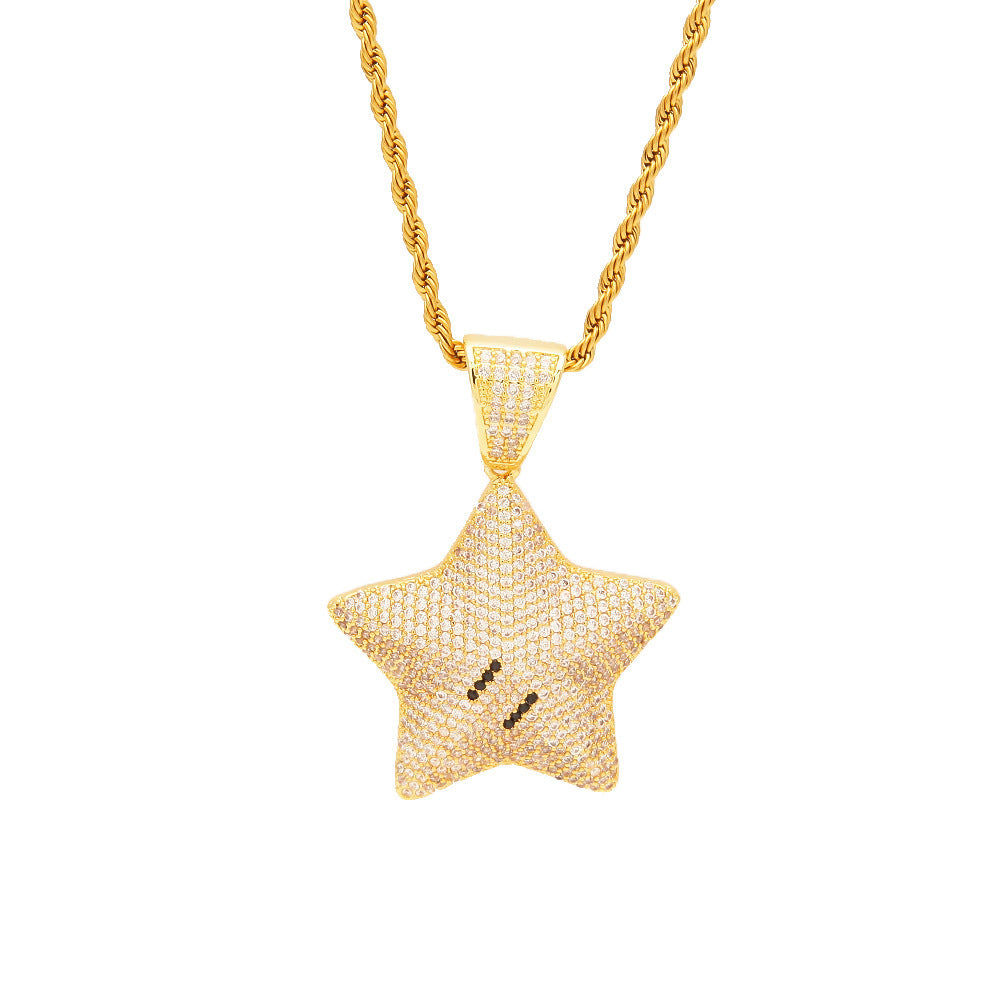 NorthStar Pendant – Iced Five-Point Chain