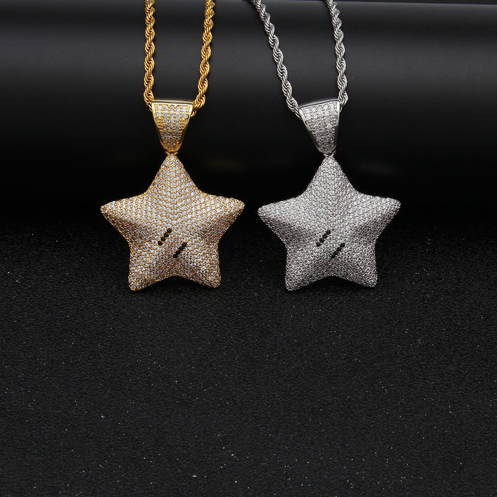 NorthStar Pendant – Iced Five-Point Chain