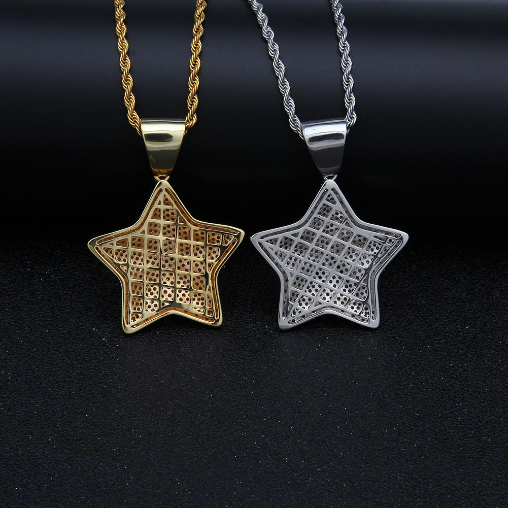 NorthStar Pendant – Iced Five-Point Chain