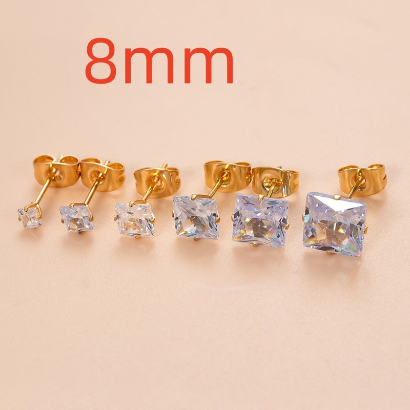 Iced Square & Round Stud Earring Set