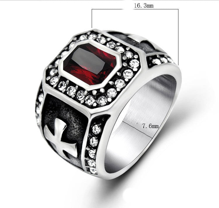Gothic Cross Stone Signet Ring