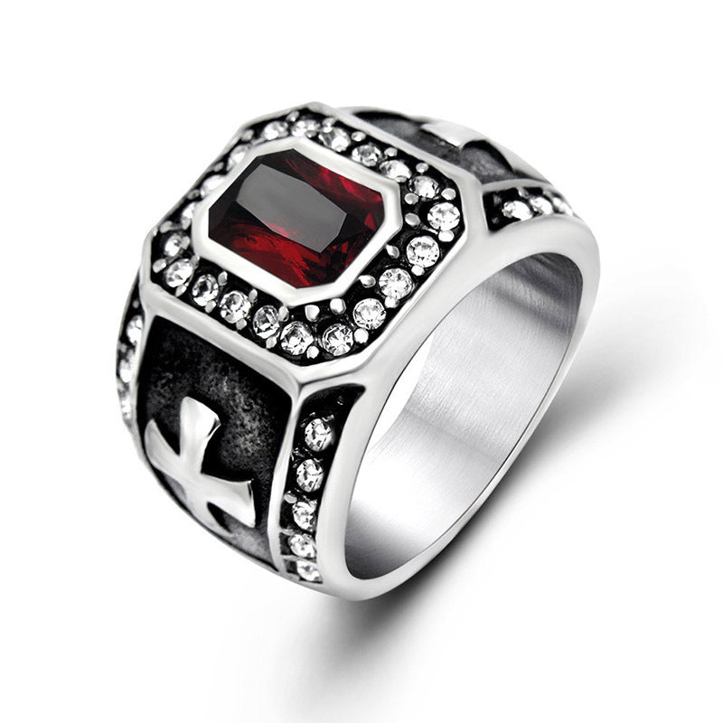 Gothic Cross Stone Signet Ring