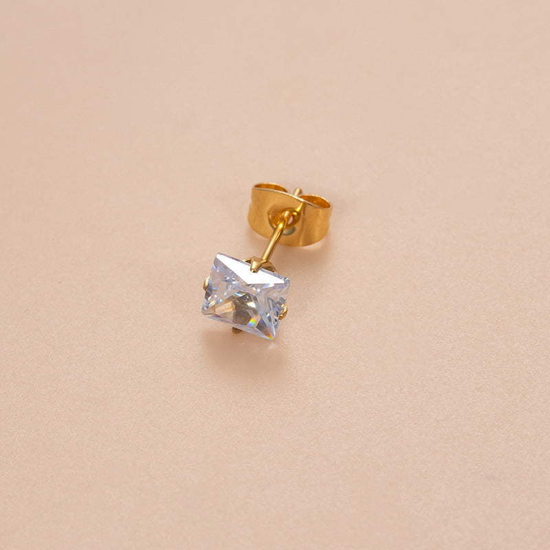 Iced Square & Round Stud Earring Set