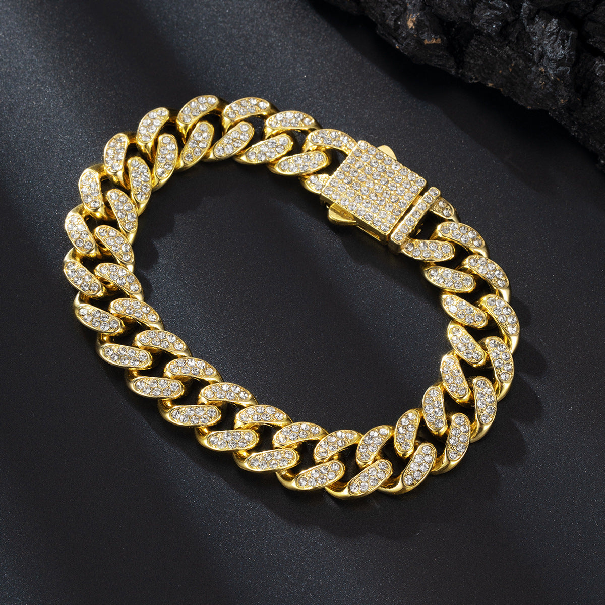 Iced 13mm Cuban Link Chain with Diamond Buckle – Gold, Silver & Rose Gold