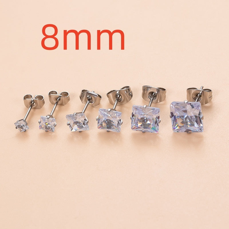 Iced Square & Round Stud Earring Set
