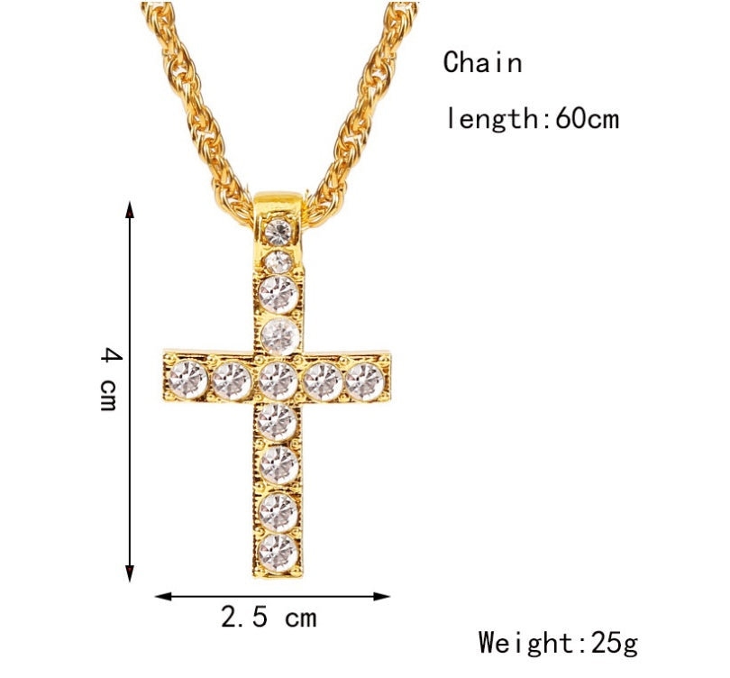 Iced Cross Rope Chain Necklace
