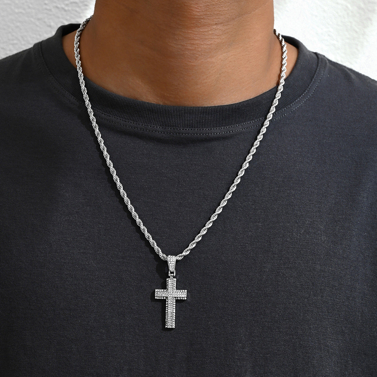 Cross All-match Diamond Pendant Necklace
