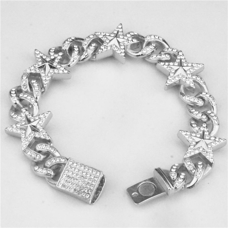 Iced Star Charm Cuban Link Bracelet