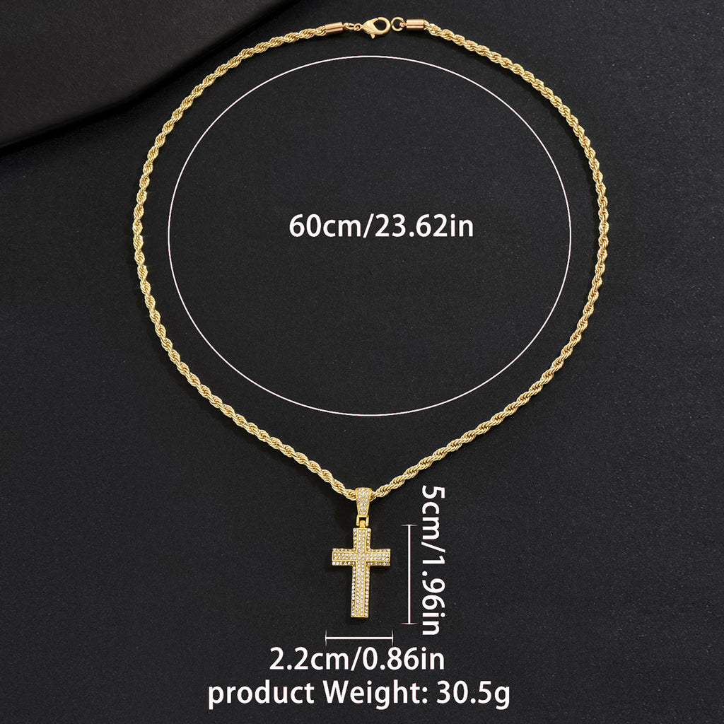 Cross All-match Diamond Pendant Necklace