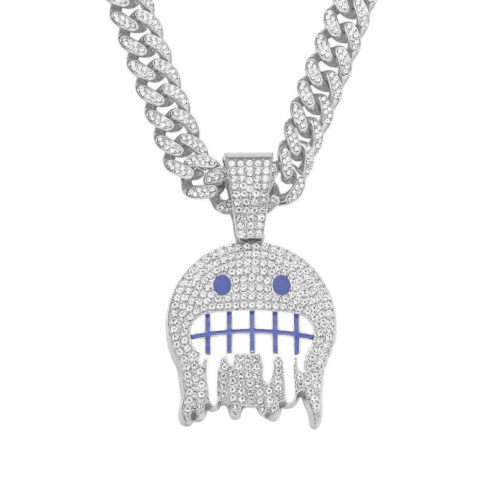 Iced “Drip Face” Pendant with Cuban Link Chain