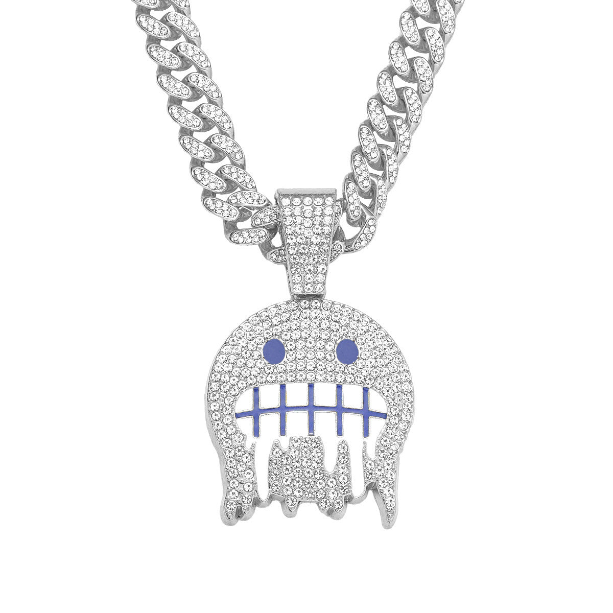 Iced “Drip Face” Pendant with Cuban Link Chain