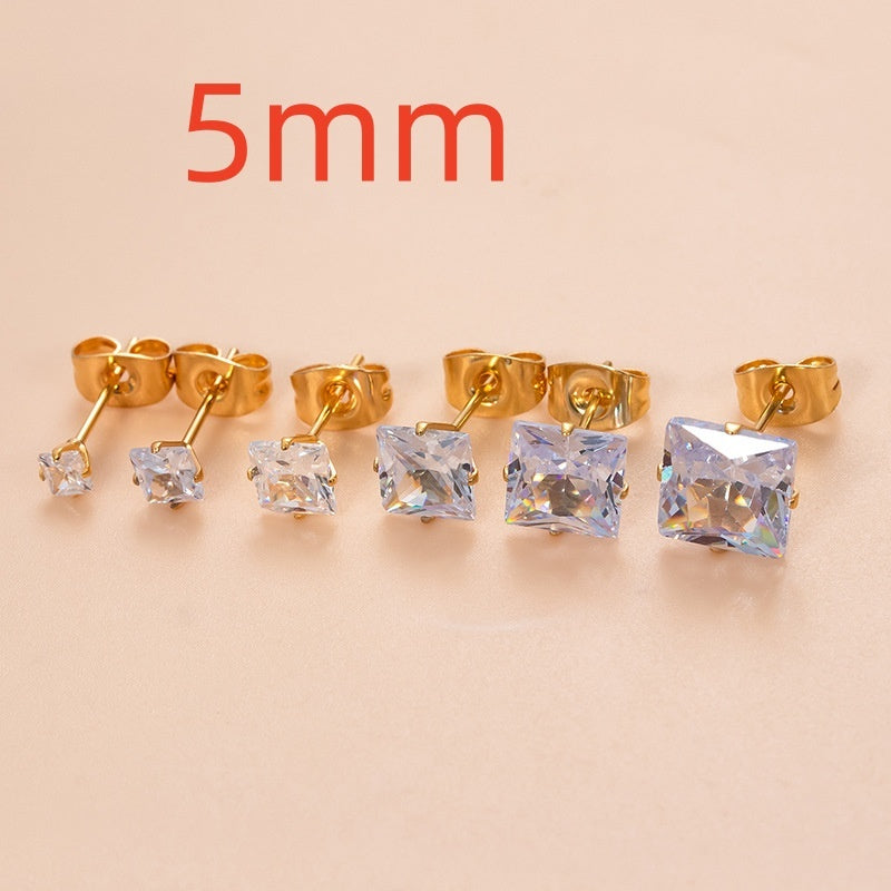 Iced Square & Round Stud Earring Set