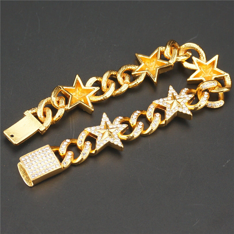 Iced Star Charm Cuban Link Bracelet