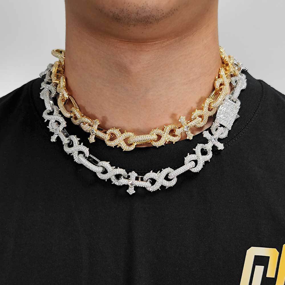 Iced Cross Cuban Link Chain – 8-Figure Thorn Edition