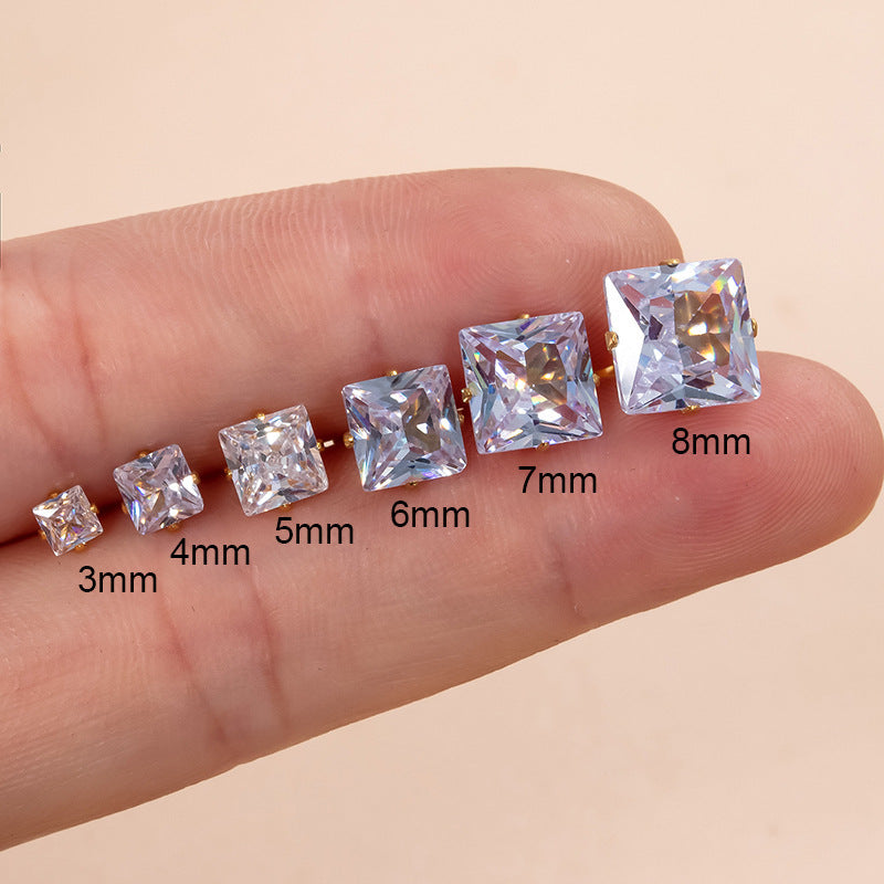 Iced Square & Round Stud Earring Set