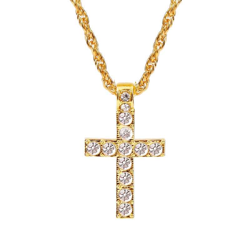 Iced Cross Rope Chain Necklace