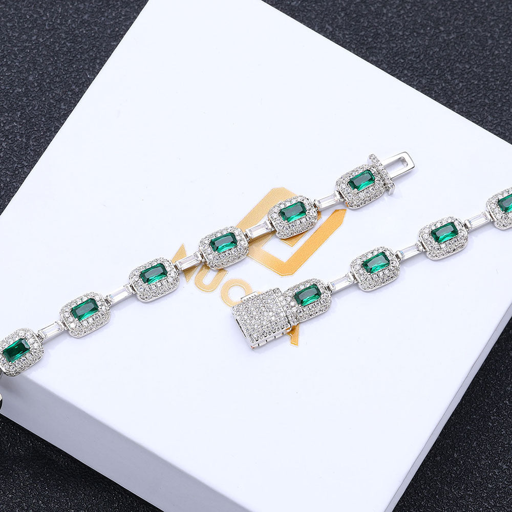 Emerald-Cut Gemstone Tennis Bracelet