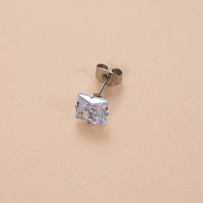 Iced Square & Round Stud Earring Set