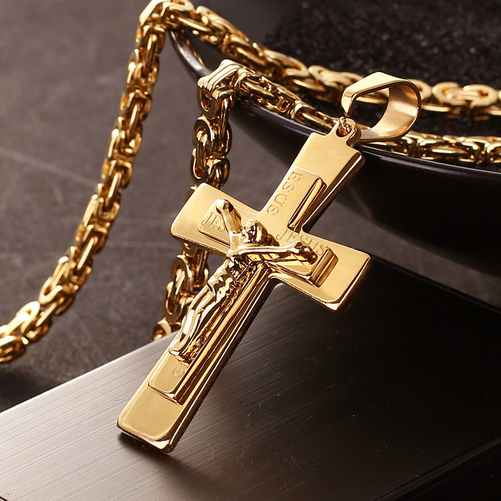 Golden Faith Cross Pendant Necklace