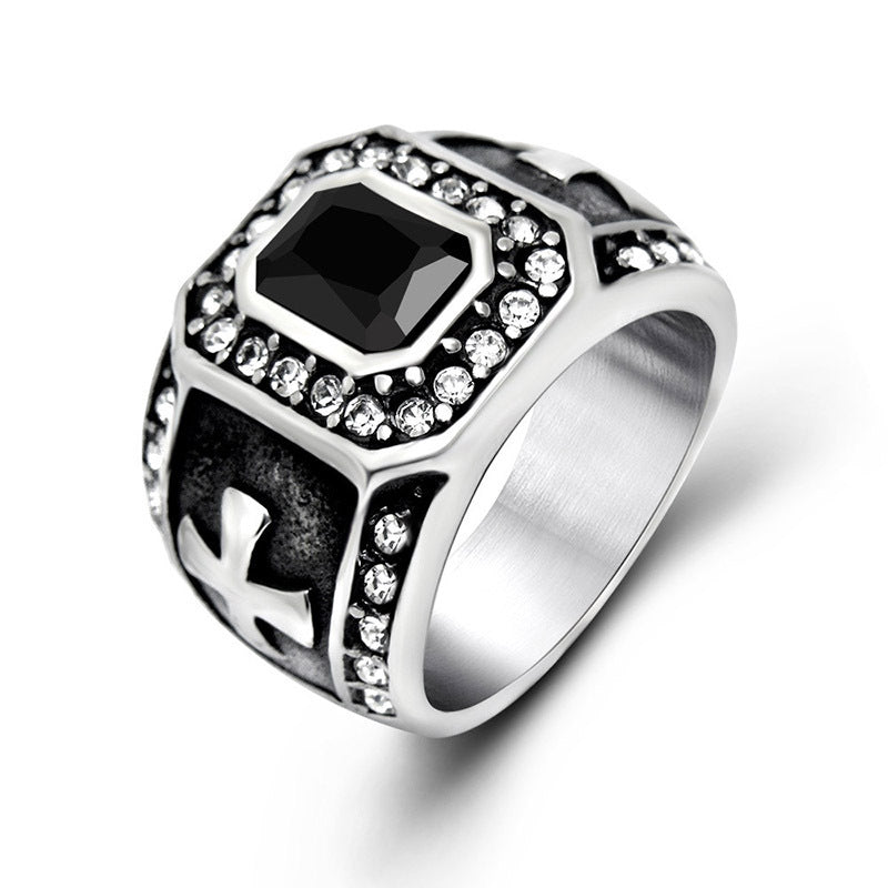 Gothic Cross Stone Signet Ring