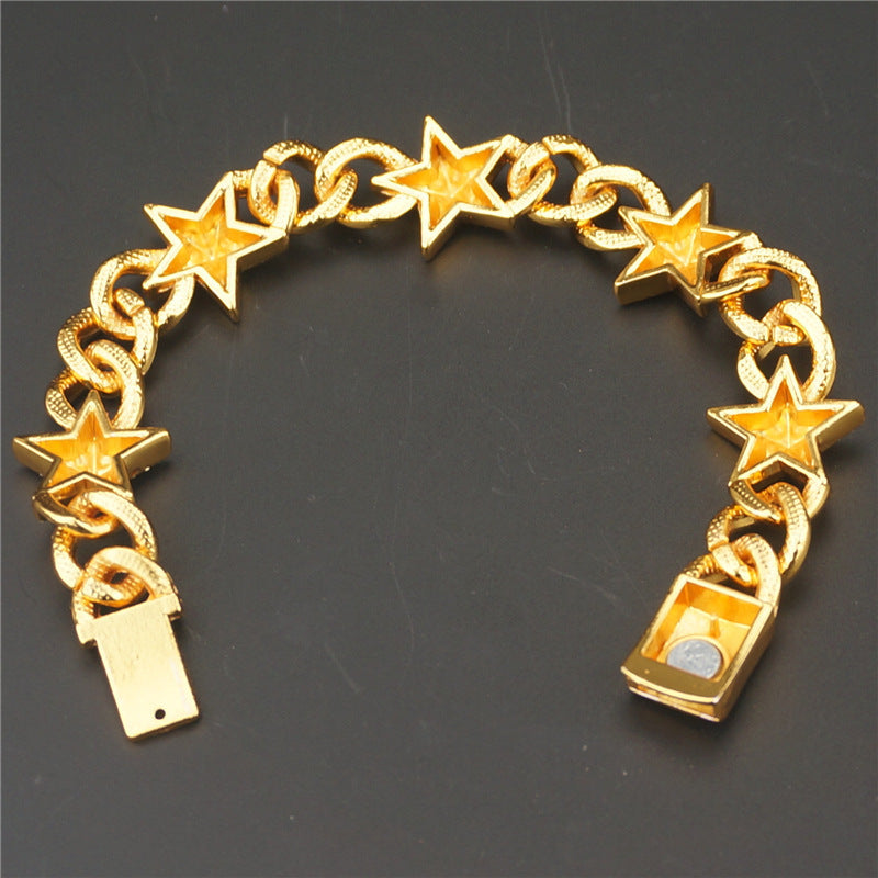 Iced Star Charm Cuban Link Bracelet