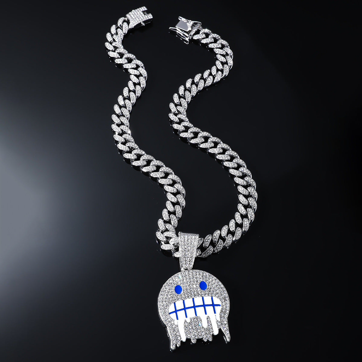 Iced “Drip Face” Pendant with Cuban Link Chain
