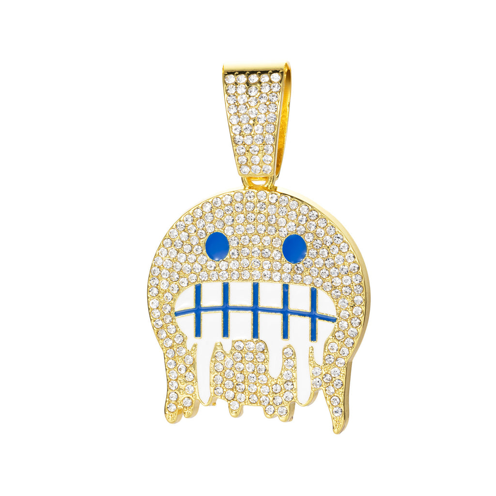 Iced “Drip Face” Pendant with Cuban Link Chain