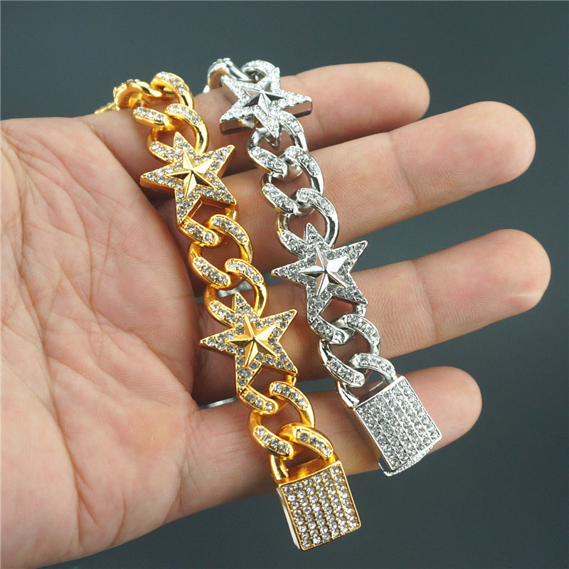 Iced Star Charm Cuban Link Bracelet